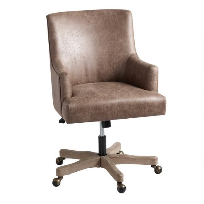Brown Faux Leather James Upholstered Office Chair | World Market
