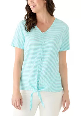 Kim Rogers Women's Short Sleeve Smocked Knit T-Shirt, Small | Belk