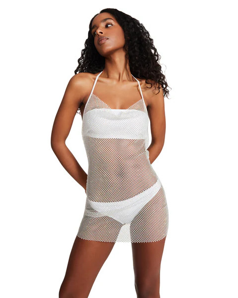 MESH RHINESTONE DRESS WHITE | Steve Madden (US)
