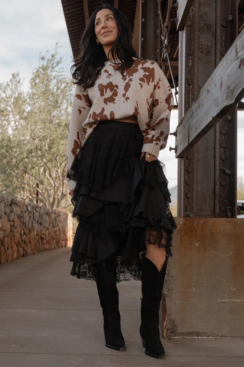 Lacy Tiered Maxi Skirt | Izzy and Ivy Boutique