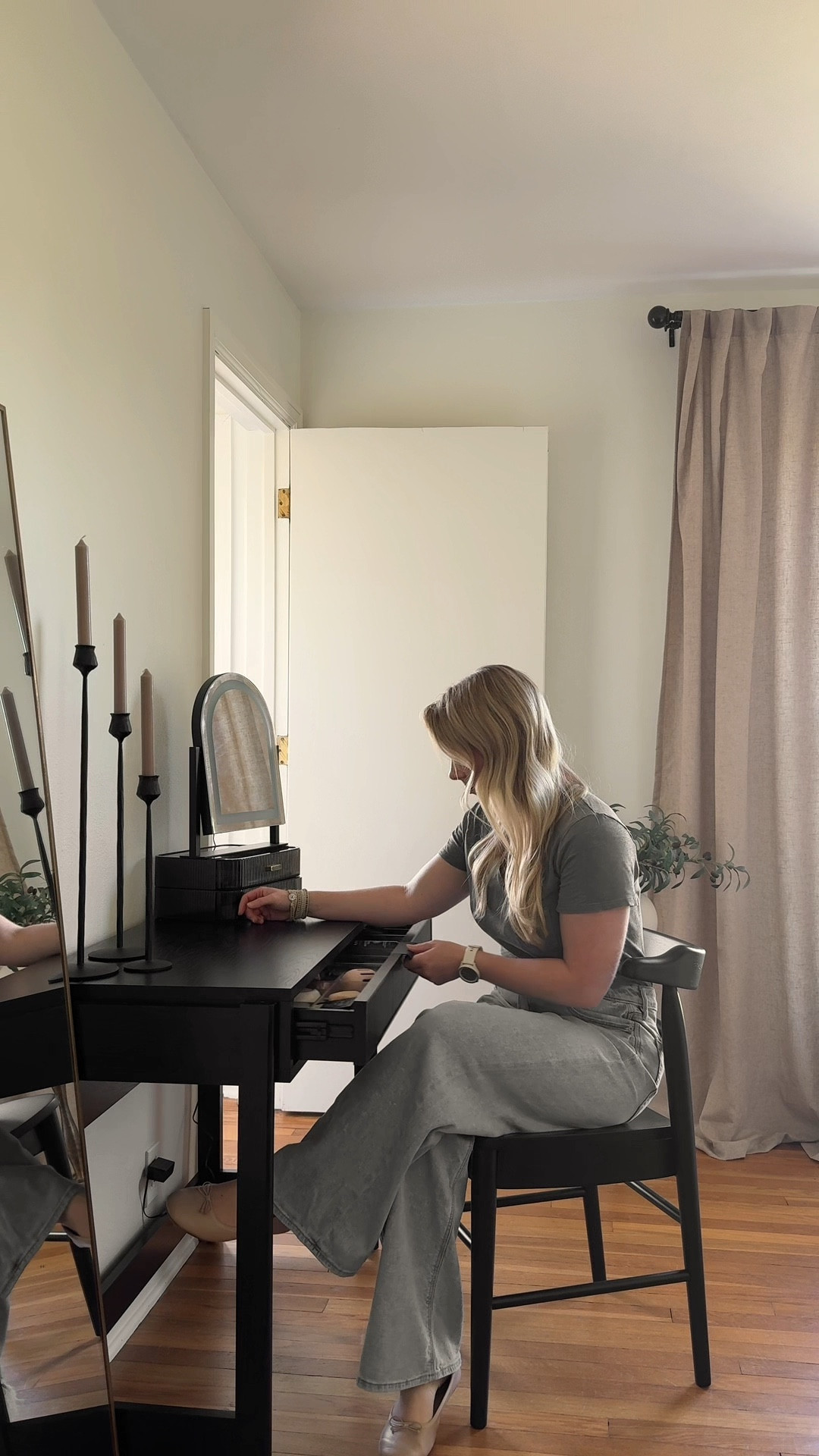 I really wanted to find space for a makeup vanity in my bedroom, and this writing desk I found absolutely perfect. Sharing the desk, chair, lighted mirror, and all the organizers I used for my makeup and brushes! 

#LTKHome #LTKFindsUnder100 #LTKFindsUnder50