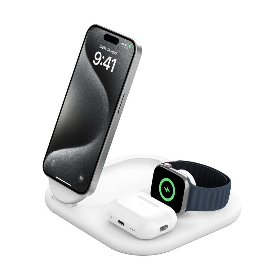 Belkin - 3-in-1 15W, Foldable Magnetic Qi2 Charging Station for iPhone 16, Apple Watch, AirPods, ... | Best Buy U.S.