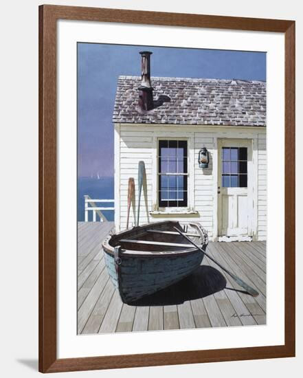 Blue Boat on Deck | Art.com