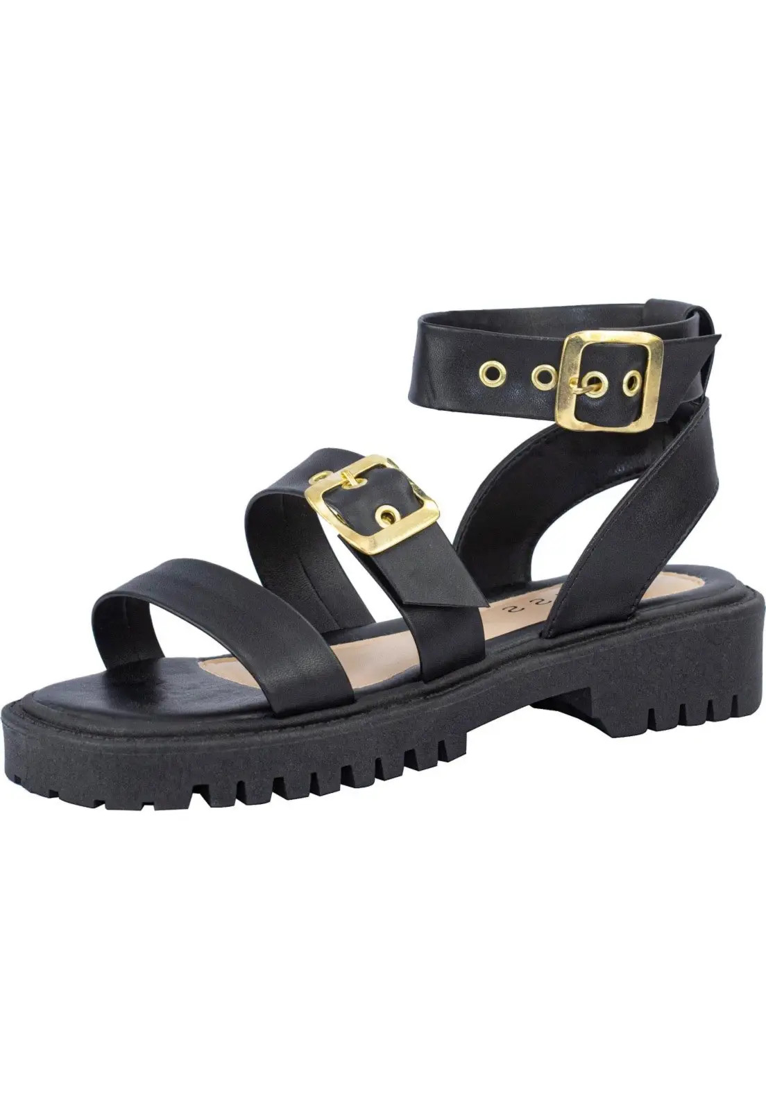 Sandália Tratorada Papete Feminina Lumiss Confortável Retrô Flatform Preto | Dafiti (BR)