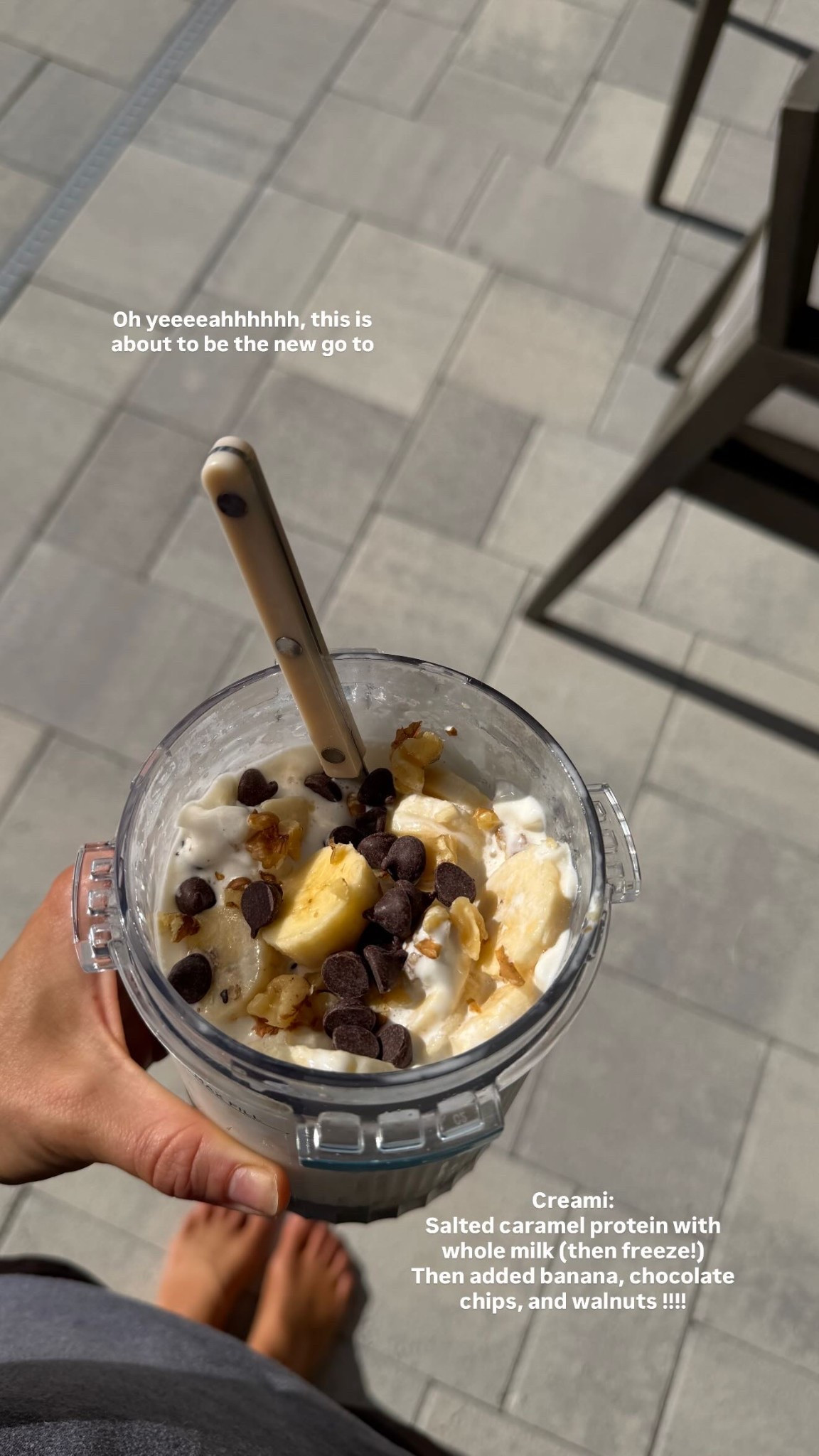 Oh yeeeeahhhhhh, this is about to be the new go to Creami: 
Salted caramel protein with whole milk (then freeze!) 
Then added banana, chocolate chips, and walnuts !!!! 🍦🍨

#LTKHome #LTKfoodie #LTKdayinmylife