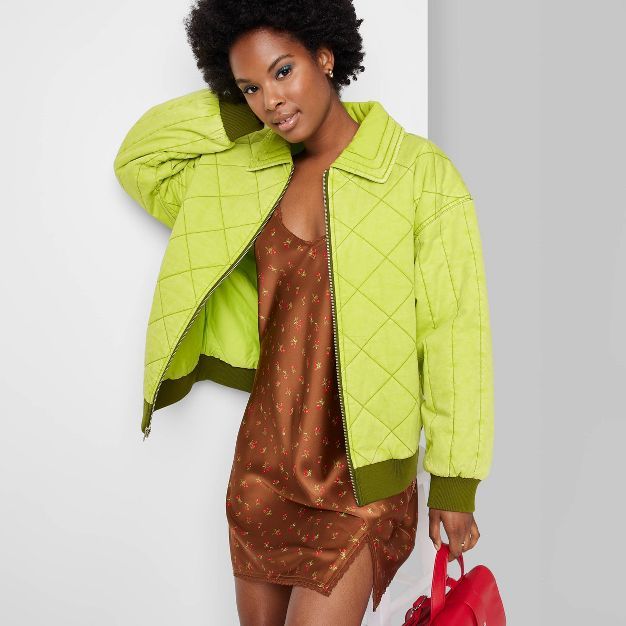 Women's Oversized Woven Quilted Bomber Jacket - Wild Fable™ | Target