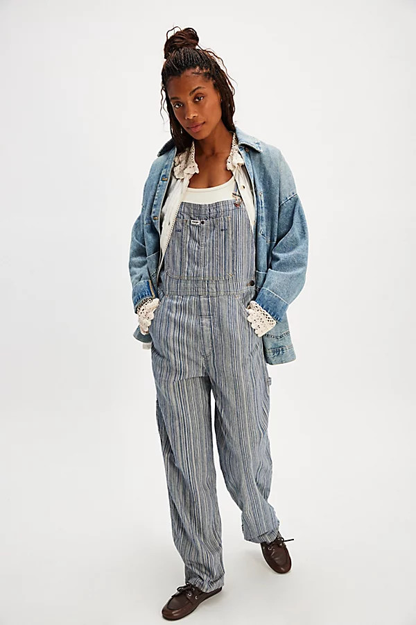 Wrangler Stripe Straight-Leg Bib Overalls | Free People (Global - UK&FR Excluded)