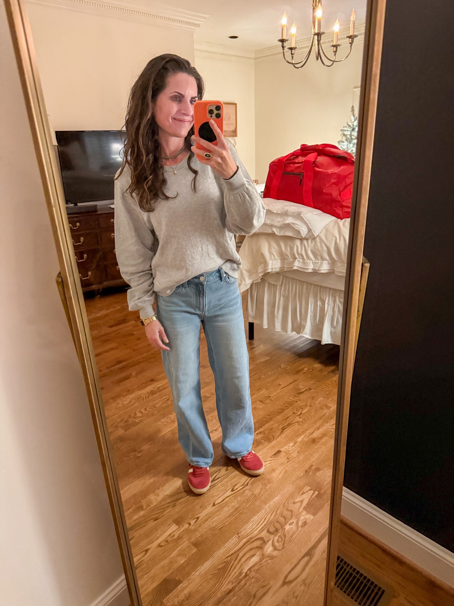 Small in aerie top and love these $50 jeans so much comfy and flattering tts and they have lengths. These are 28 length and I’m 5’4”. She’s so comfy for lots of walking and tts. Undies are life changing if you get wedgies😅. I have small and medium and love both 

#LTKGiftGuide #LTKOver40 #LTKHoliday