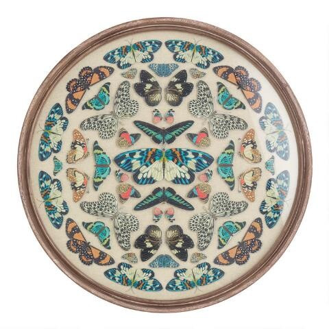 Round Vintage Butterfly Kaleidoscope Framed Wall Art | World Market
