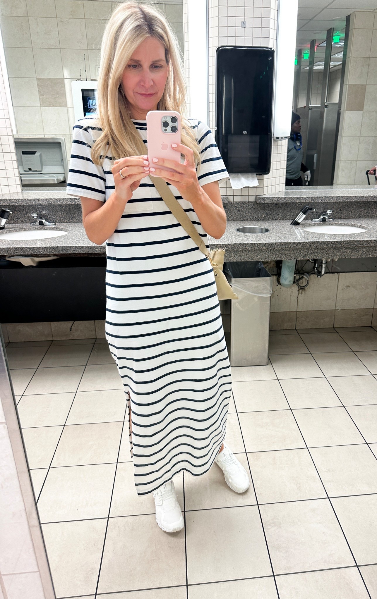 Travel Day outfit!! This under $60 dress ships free and is so comfy! I like short sleeves in case I get hot but also have my go - to travel wrap for warm months. Nordstrom dress. Mark and Graham bag. 

#LTKFindsUnder100 #LTKTravel