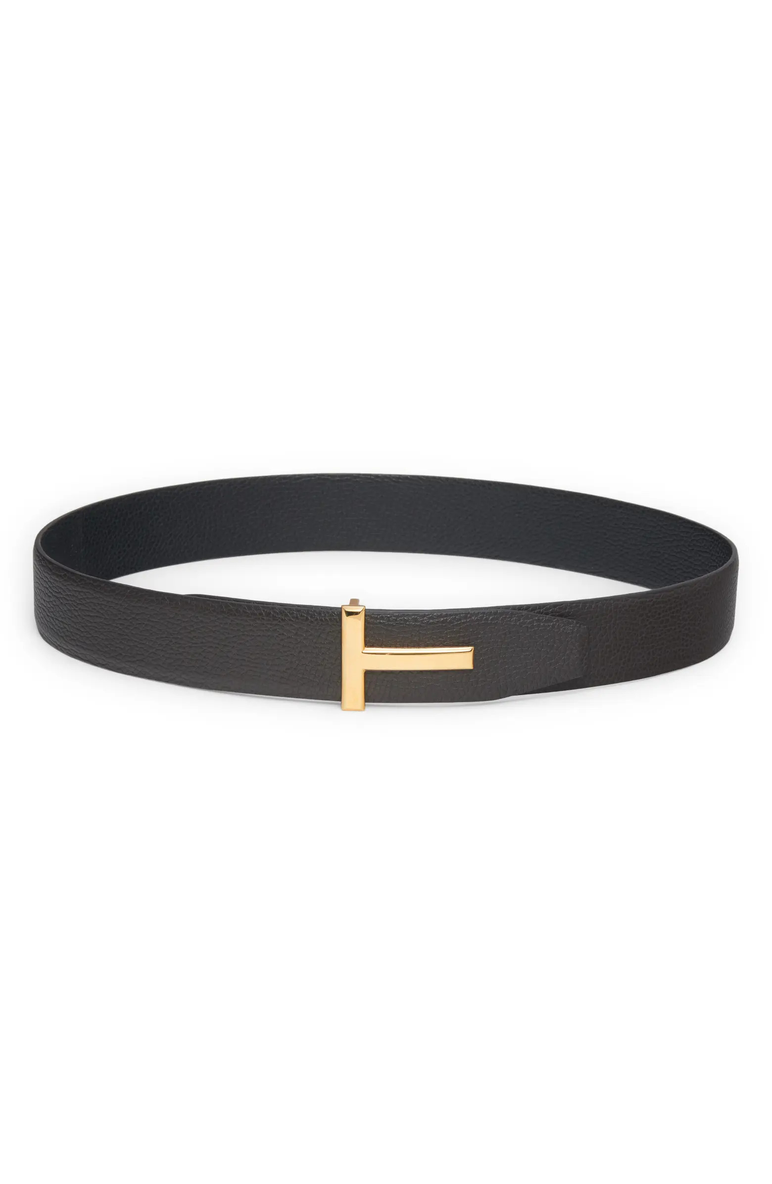 T Icon Reversible Soft Grain Leather Belt | Nordstrom