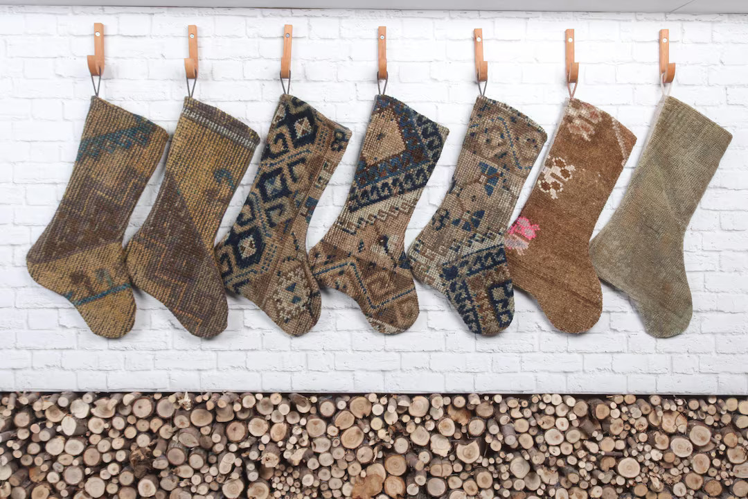 Turkish Rug Stocking, Handmade Christmas Stocking, Neutral Christmas Stocking, Family Christmas S... | Etsy (US)