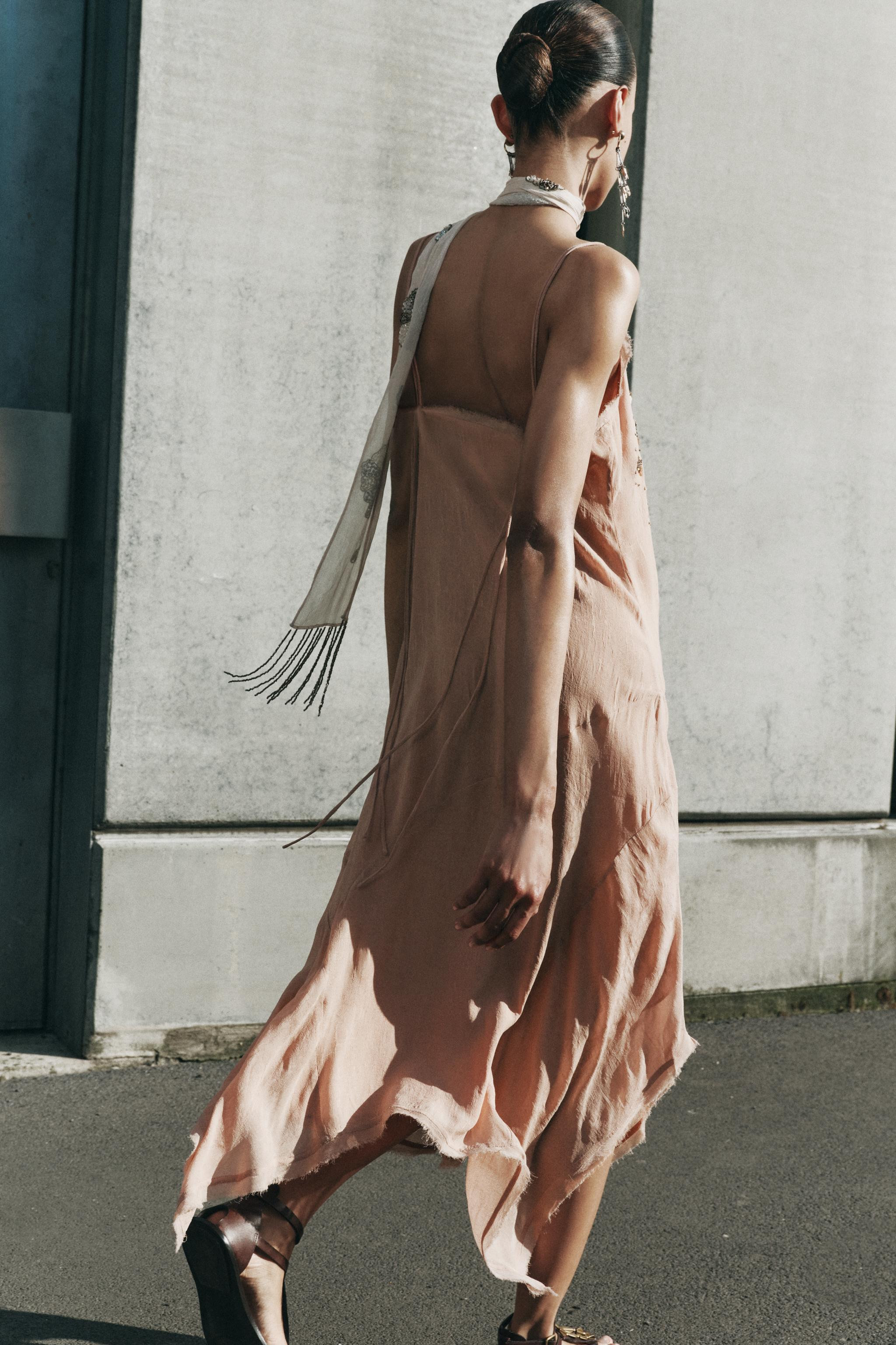 ZW COLLECTION EMBROIDERED ASYMMETRIC DRESS | Zara US