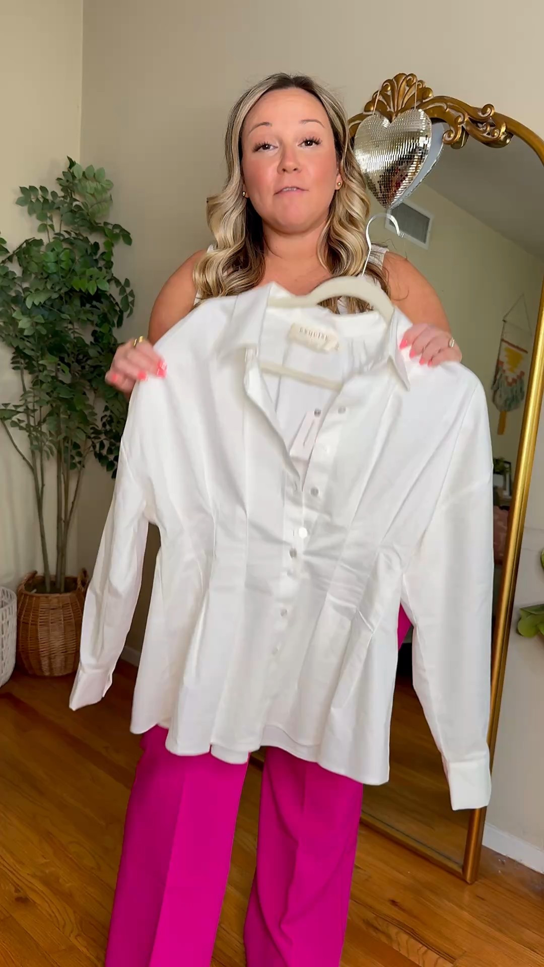 Best white button down top for curvy ladies! 
Super stretchy, has a peplum cut, great quality! This is fantastic! Can be styled so many different ways! 
Wearing size LARGE 
Trousers size 14 SHORT 
Leggings size LARGE PETITE 

Spring trends, spring style, workwear style, Express, Anthropologie, petite style, office wear, business casual, spring outfit 

#LTKPetite #LTKSpringSale #LTKMidsize