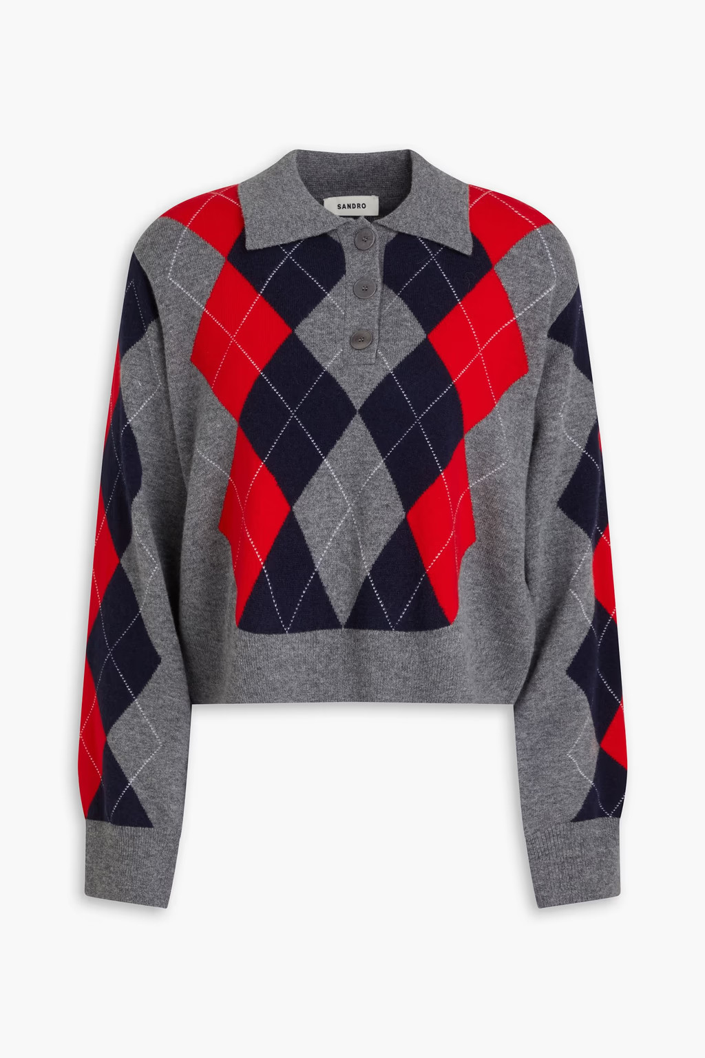 Argyle wool and cashmere-blend polo sweater | The Outnet (UK and Europe)