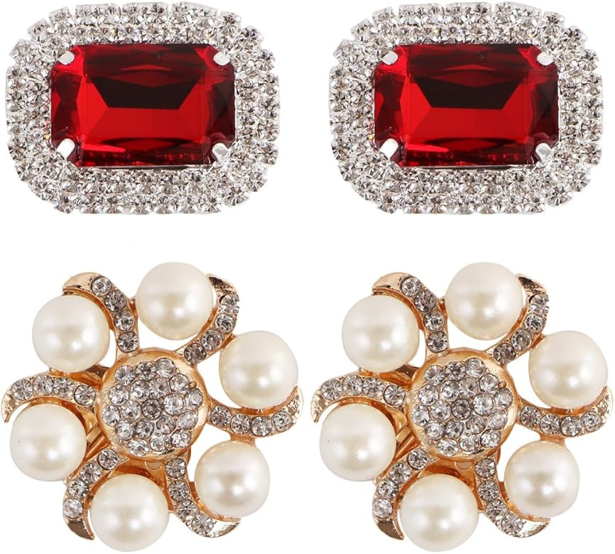 kilofly 2 Pairs Elegant Rhinestone Crystal Metal Shoe Clips Wedding Party Pack, Black, 1.6 inch | Amazon (UK)