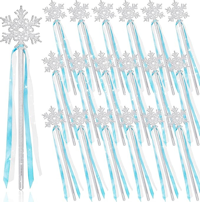 12 Pieces Frozen Snowflake Wand Silver Snowflake Magic Wand Snowflake Theme Winter Wand Princess ... | Amazon (US)