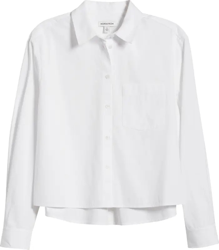 Nordstrom Crop Cotton Poplin Button-Up Shirt | Nordstrom | Nordstrom