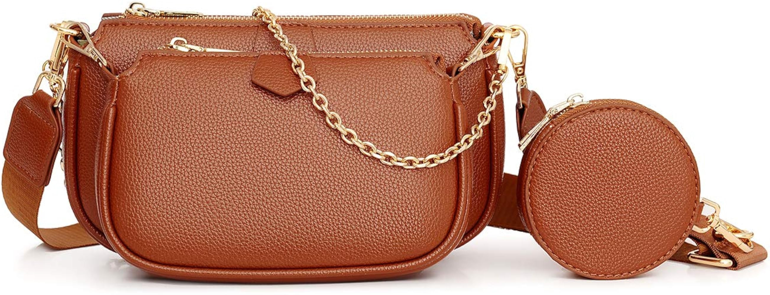 Small Crossbody Bags for Women Multipurpose Golden Zippy Handbags with Coin Purse including 3 Siz... | Amazon (US)