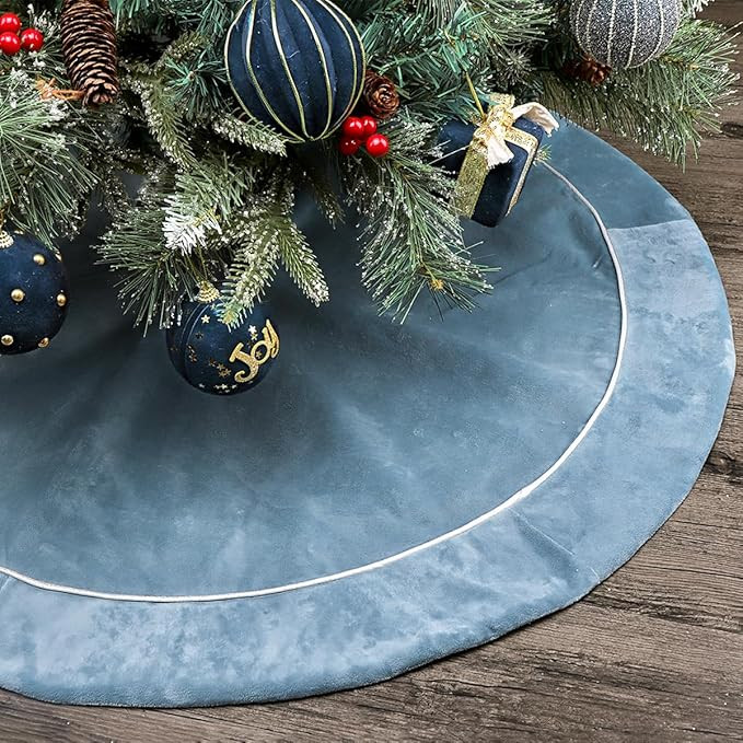 Christmas Tree Skirt: 36 Inch Blue and Silver Luxury Velvet Plush Fur Christmas Tree Skirts, Vint... | Amazon (US)