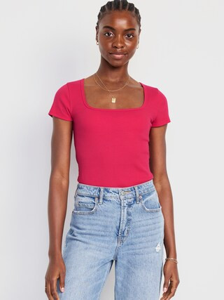 Fitted Square-Neck T-Shirt | Old Navy (US)