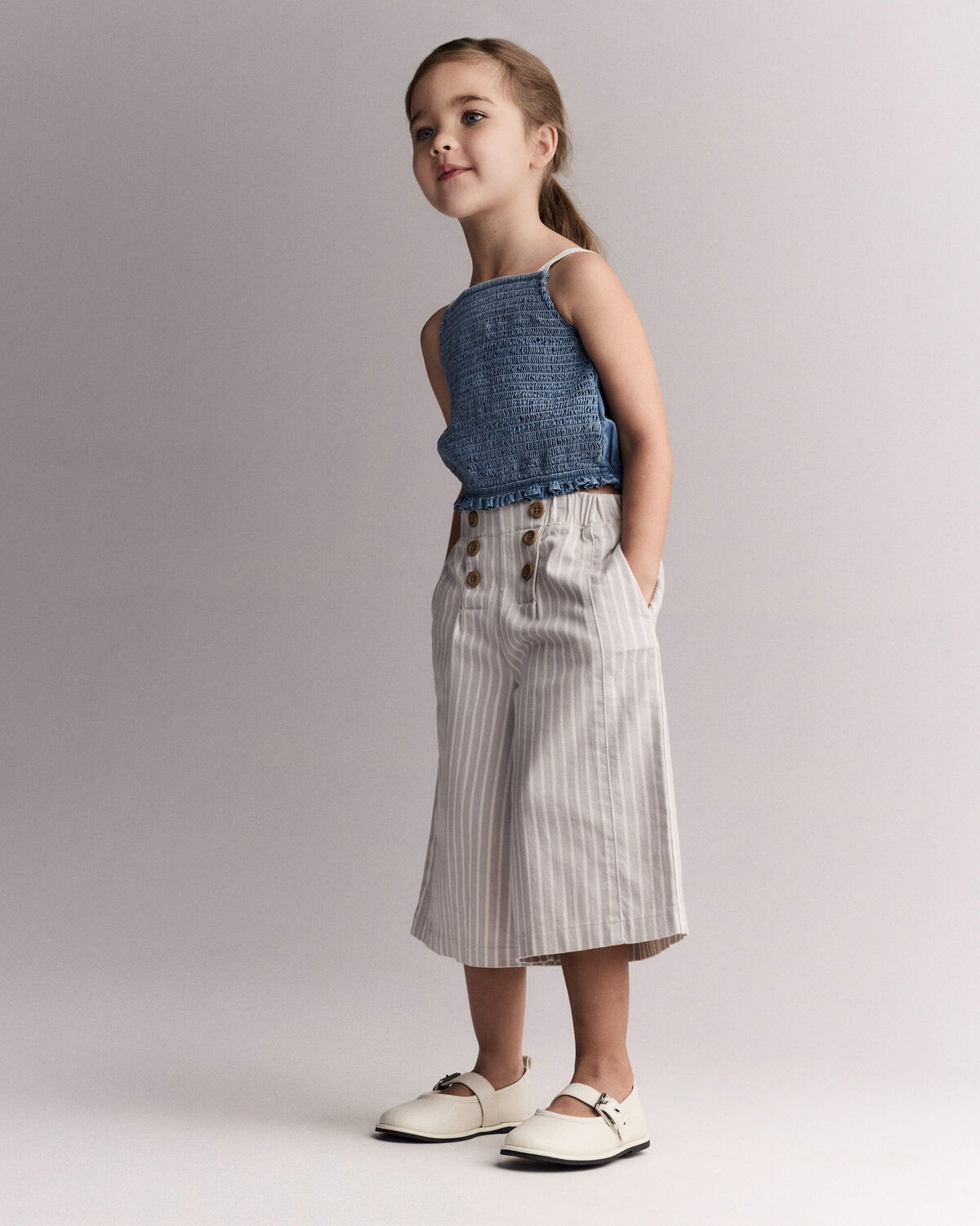 Toddler Girl Sailor Pant in Stripes - Cream/Grey | Carter's Inc