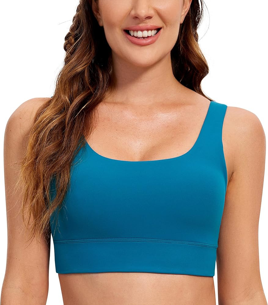 CRZ YOGA Butterluxe Womens U Back Sports Bra - Scoop Neck Padded Low Impact Yoga Bra Workout Crop... | Amazon (US)