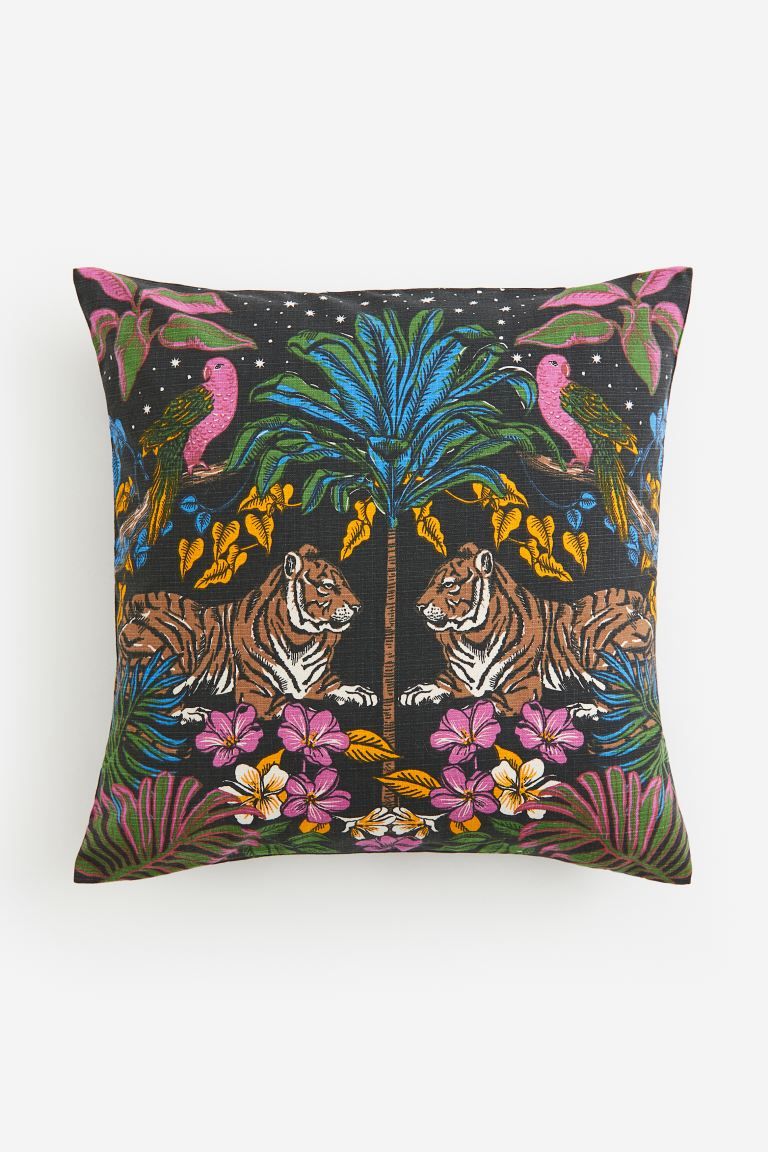 Cotton Cushion Cover - Black/tigers - Home All | H&M US | H&M (US + CA)