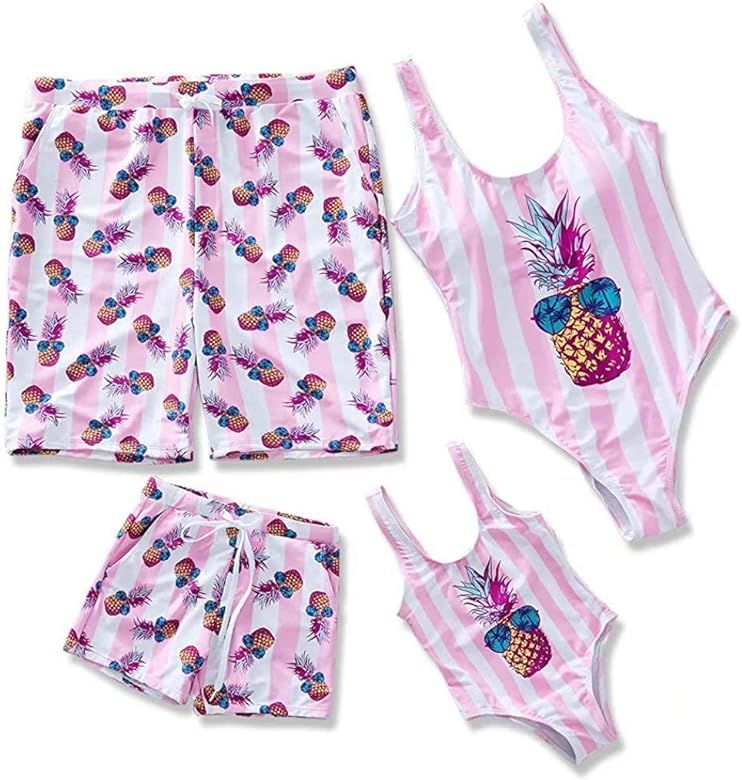 IFFEI Family Matching Swimsuit Pineapple Printed Striped Monokini One Piece Bathing Suit Beach We... | Amazon (CA)