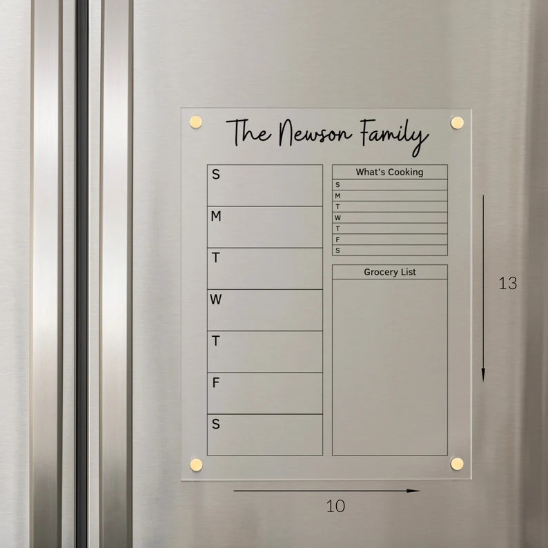 Fridge Weekly Calendar, Magnetic Calendar for Fridge, Acrylic Calendar Board, Dry Erase Calendar ... | Etsy (US)