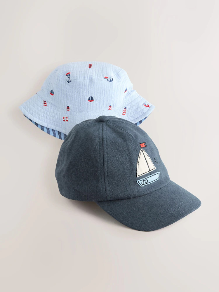 Blue Boats Cap Bucket Hats 2 Pack (3mths-10yrs) | Next US
