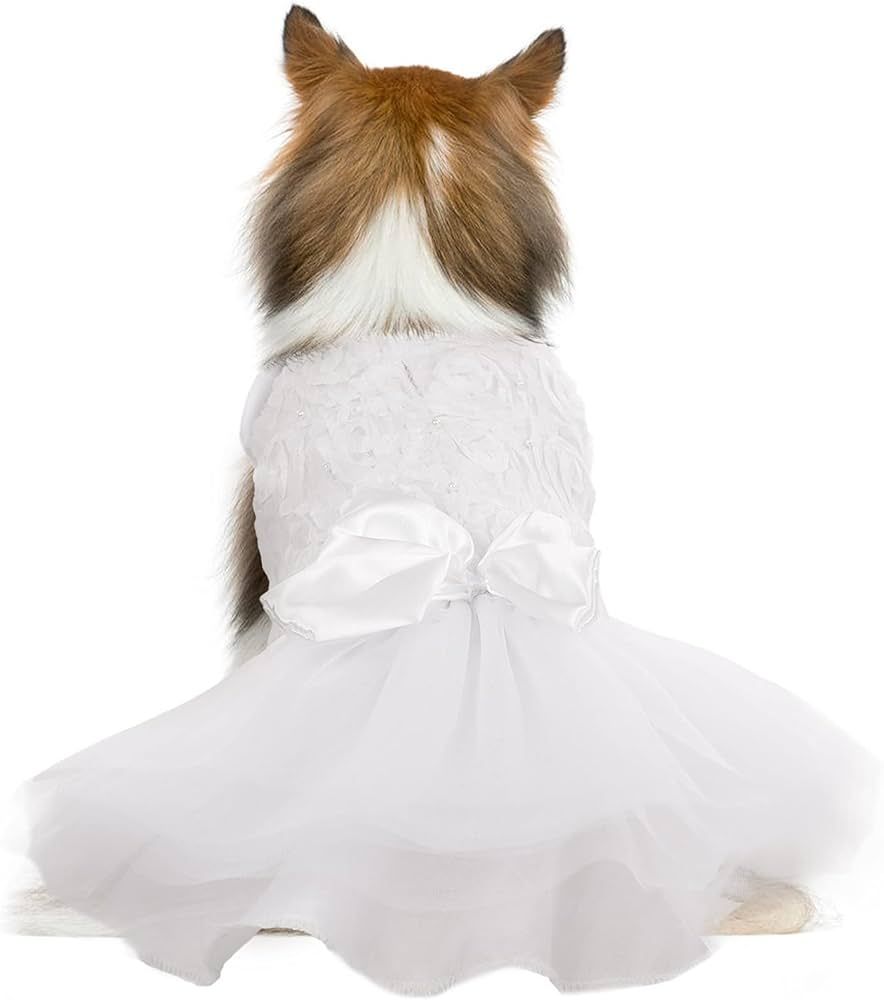 Dog Dress Tutu Skirt for Small Medium Girl Dogs Puppy，Sweet Dog White Princess Dresses with Bow... | Amazon (US)