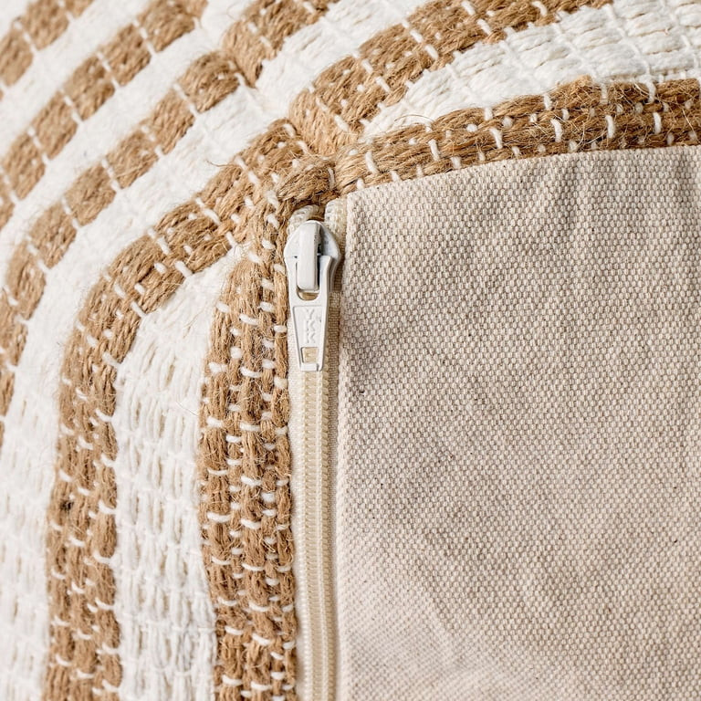 Better Homes & Gardens 16" x 16" x 16" Natural Jute Striped Pouf | Walmart (US)