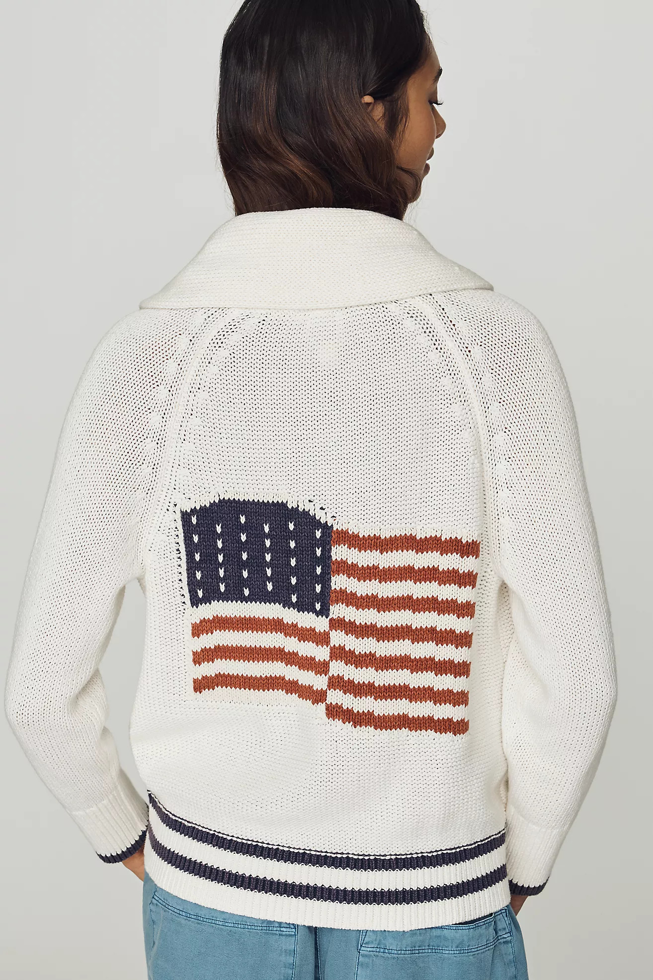 Maeve Shawl Collar American Flag Cardigan Sweater | Anthropologie (US)