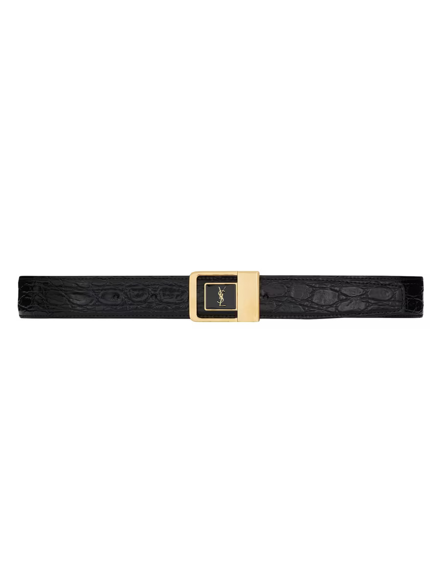 Female Buckle Belt In Crocodile Embossed Leather | Saks Fifth Avenue