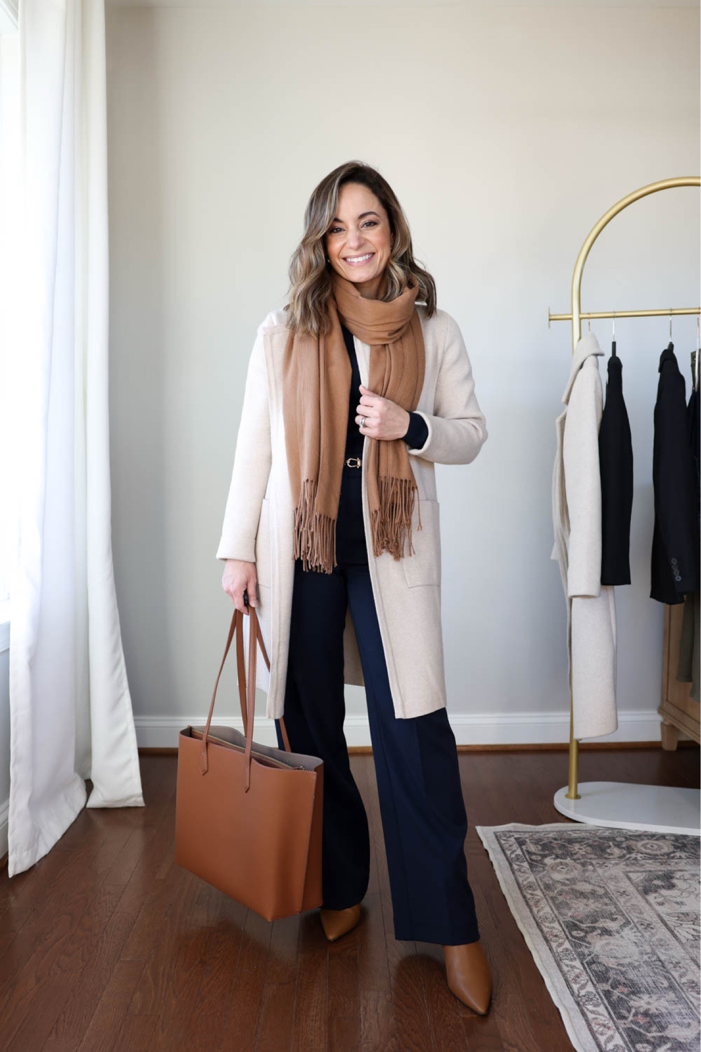 Winter workwear capsule series: navy pants seven ways!

This capsule has 16 pieces (not including shoes and bags) and 30 outfits! 

Long cardigan (amazon): xs apricot 
Navy sweater (aritzia): xs 
Also linked a similar option for the navy top
Navy pants (Ann Taylor): petite 00 
Tan boots are sold out (but linked in case they restock) 

My measurements for reference: 4’10” 105lbs bust, waist, hips 32”, 24”, 35” size 5 shoe. 25” inseam measurement to my ankle bone.

#LTKWorkwear