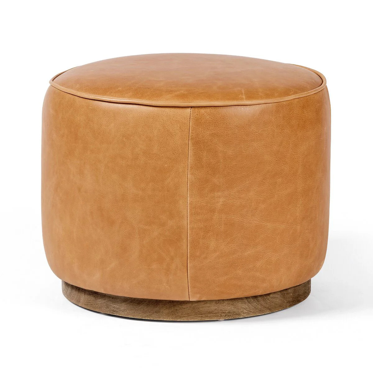 Four Hands Sinclair Round Ottoman in Palermo Butterscotch | The Addison West