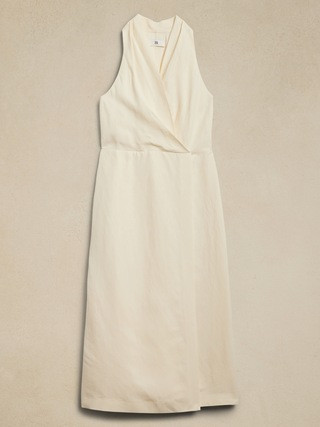 Silk-Linen Wrap-Effect Midi Dress | Banana Republic (US)