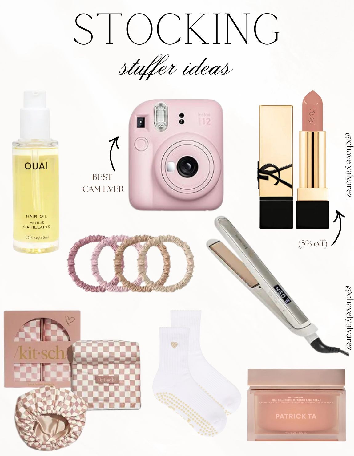 📸 STOCKING Stuffer Ideas: Fun & Trendy Gadgets!

Fill those stockings with the coolest gadgets and accessories! This collection features trendy tech, fun cameras, and stylish beauty finds! 💖

We are obsessed with capturing memories using the iconic, instant pink Instax camera—a throwback favorite! Keep your hair smooth and styled with the sleek white flat iron and prevent creases with the gentle satin scrunchie set. For quick beauty touch-ups, the YSL lipstick in a perfect nude shade is a must-have. Complete the look with the pink and white checker print makeup bag and the soft, heart-detail ankle socks! Finish your look with the OUAI Hair Oil for ultimate shine!

Shop these viral and cute finds for the perfect holiday gift! ✨

#StockingStuffers
#GiftsForHer
#TeenGifts
#InstaxCamera
#InstantCamera
#PinkCamera
#FlatIron
#HairTools
#YSLBeauty
#NudeLipstick
#ClawClip
#SatinScrunchies
#MakeupBag
#TravelBag
#OUAIHair
#HairOil
#BeautyGifts
#LTKBeauty
#TrendyGifts


#LTKGiftGuide #LTKFindsUnder50 #LTKHoliday