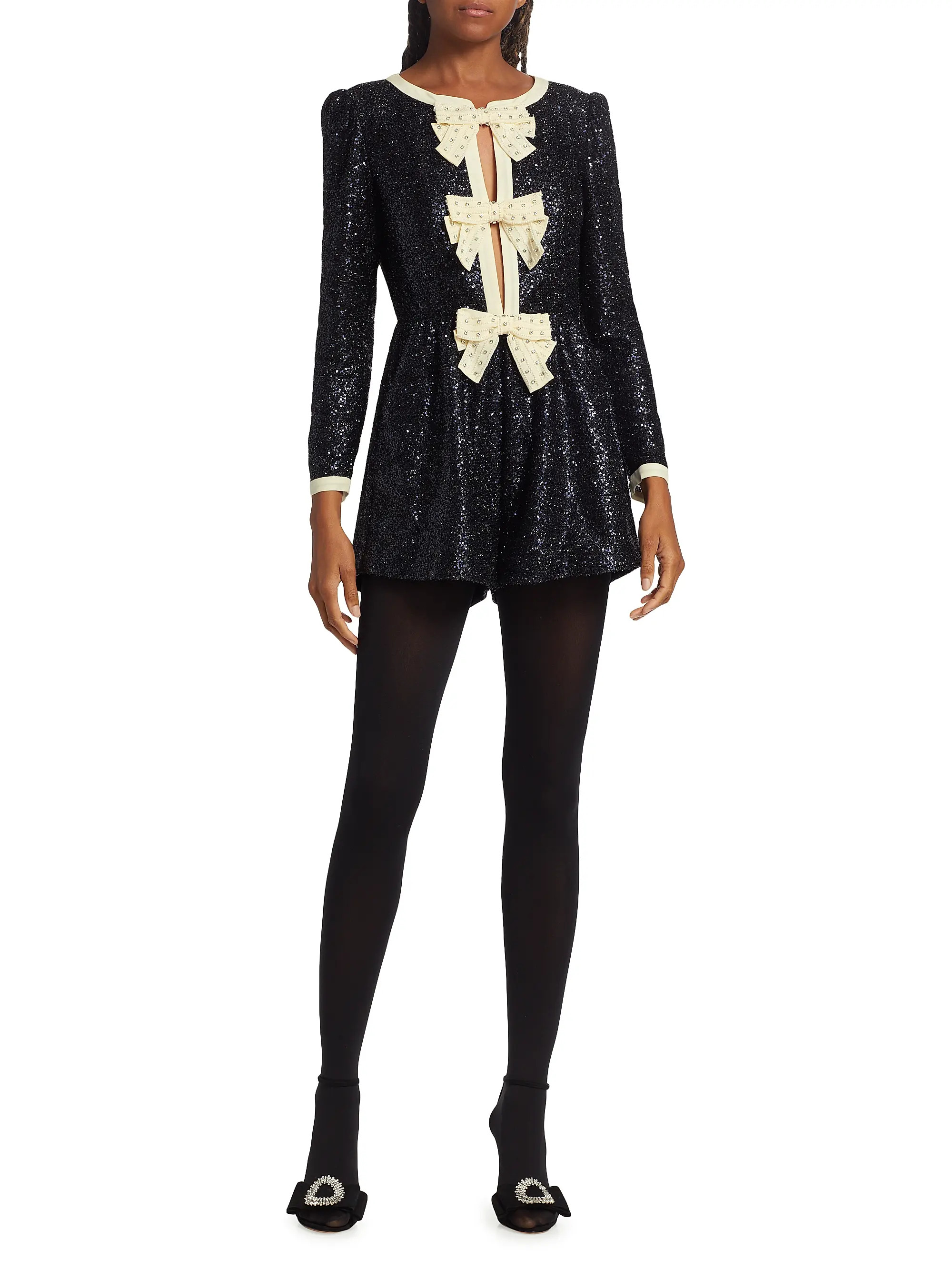 SaloniCamille Sequin Bow Playsuit | Saks Fifth Avenue