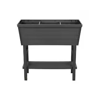 32.25 in. W x 31 in. H Elevated Resin Patio Garden Bed in Brown | The Home Depot