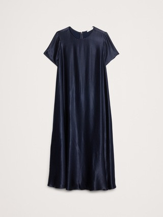Italian Satin Trapeze Long Midi Dress | Banana Republic (US)