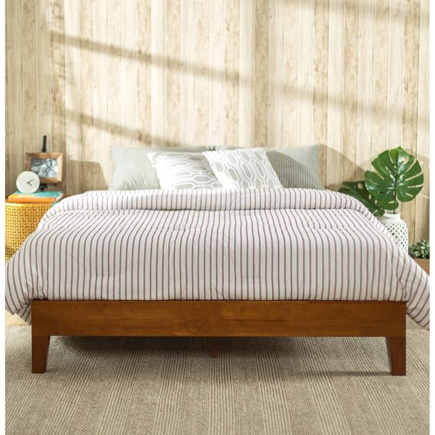 Zinus Wen Deluxe Solid Acacia Wood Platform Bed, Cherry Finish, Full | Walmart (US)