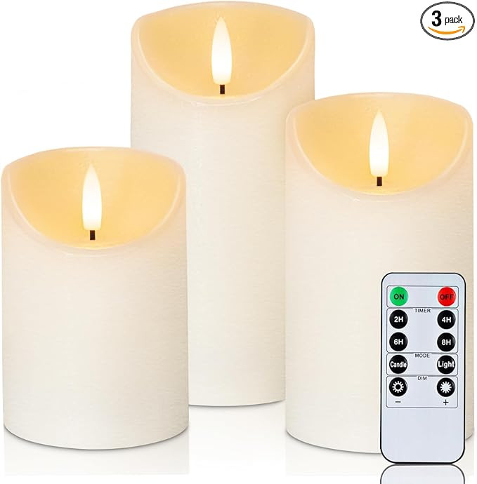Homemory Flickering Flameless Candles, Realistic LED Candles with Remote and Timer, Textured Wax ... | Amazon (US)