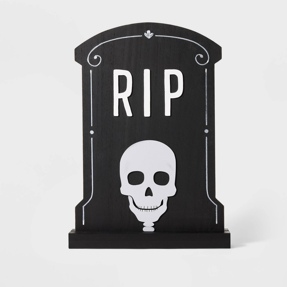 Wood Black RIP with Skull Halloween Decorative Tombstone - Hyde & EEK! Boutique™ | Target