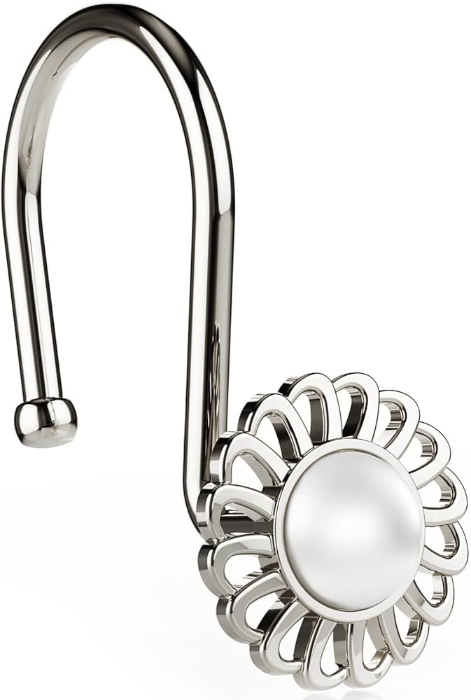 Nickel Shower Curtain Hooks Rings, Decorative Shower Curtain Hangers, Heavy Duty Metal Shower Rin... | Amazon (US)