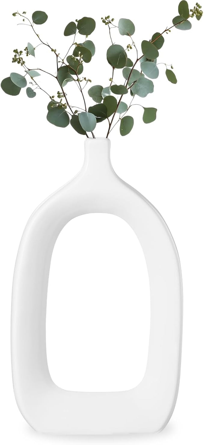 Torre & Tagus 15" Tall Ceramic White Hollow Vase - Abstract White Vase for Modern Home Decor, Han... | Amazon (US)