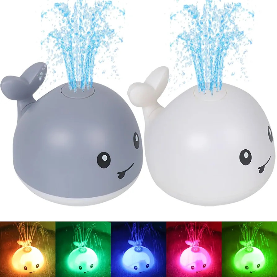 AOLIGE Baby Light Up Bath Toys for Kids （2pcs） Whale Bath Toy Sprinkler Induction Sprinkler B... | Amazon (US)