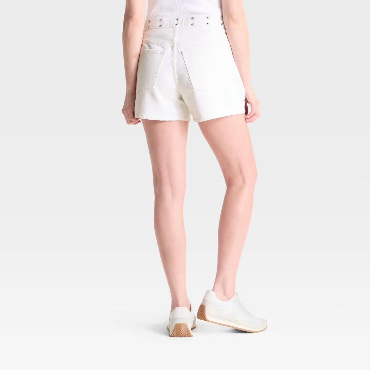 Women's Mid-Rise 90's Baggy Studded Jean Shorts - Universal Thread™ White | Target