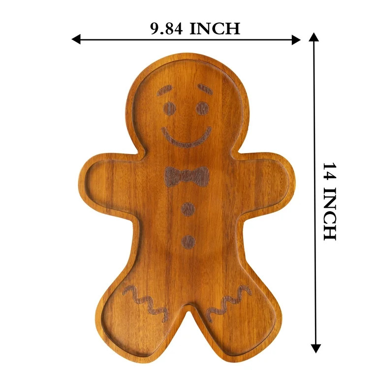 Holiday Time Acacia Wood Gingerbread Man Board, 14 x 9.84 x 0.78 in, Kitchen Serving Board | Walmart (US)